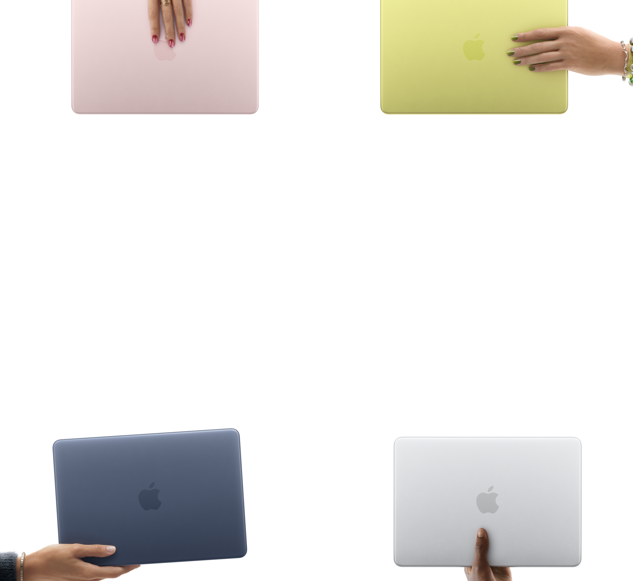 Le MacBook Neo dans ses quatre coloris : rosé, jaune, bleu nuit et argent