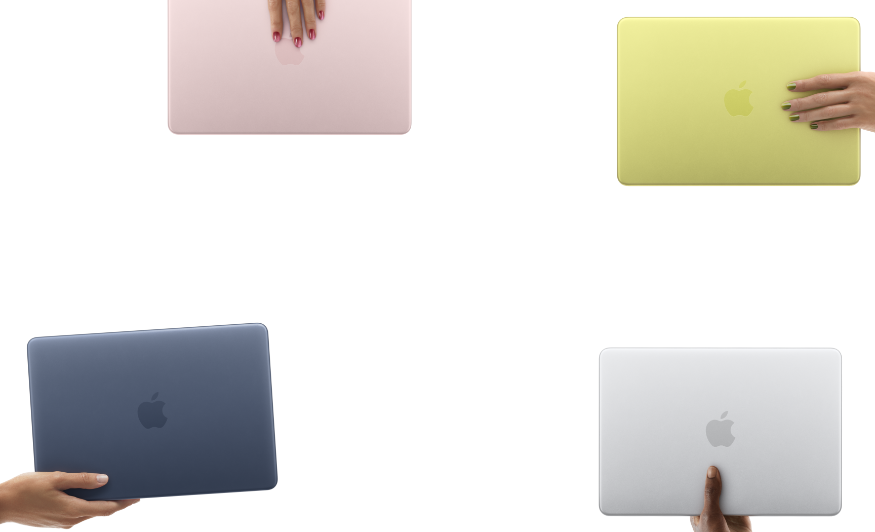 Le MacBook Neo dans ses quatre coloris : rosé, jaune, bleu nuit et argent